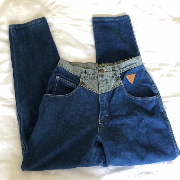 Vintage Denim - Vintage bareback contrast denim Zena mom jeans